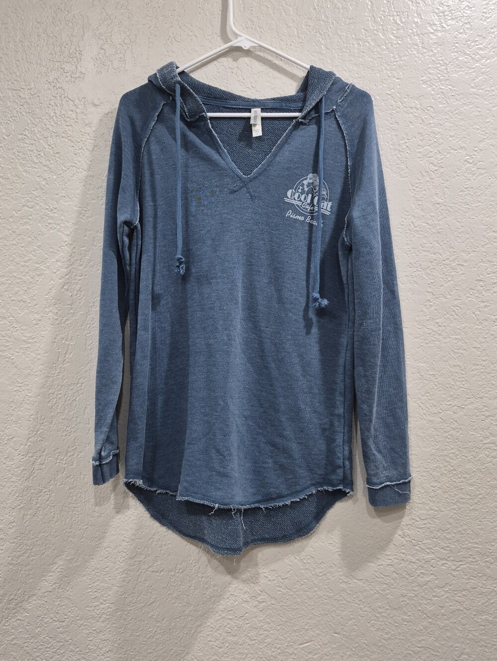 Blue Hooded Long-Sleeve Top Us Apparel Pismo Beach Size S